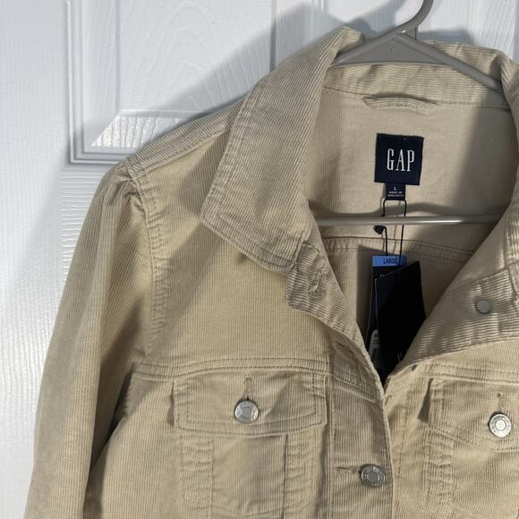 Gap Women's Puff Sleeve Corduroy Jacket Size L Beige - Picture 5 of 11